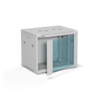 ALANTEC Szafa wisząca 19" 9U 600x450, drzwi szklane,  kolor szary, zmontowana (SW-9U-600-450-01-SA)
