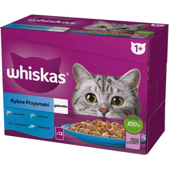 Whiskas Rybne Przysmaki w galaretce Adult  - mokra karma dla kota - saszetka - 12x85 g
