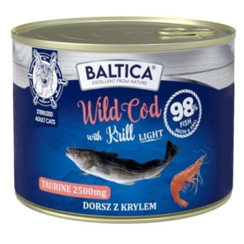 BALTICA EXCELLENT Karma mokra kot Wild Cod with Krill (Dorsz z krylem) LIGHT  185g