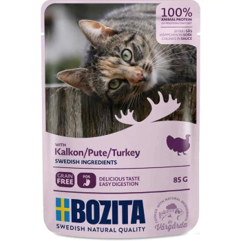 BOZITA Mięsne kawałki w sosie z indykiem - saszetka dla kota - 85g