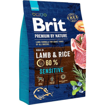 BRIT PREMIUM BY NATURE Sensitive Lamb & Rice - sucha karma z jagnięciną i ryżem dla psa - 3 kg