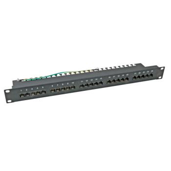 Ecolan Patchfeld Cat 3 ISDN 19" 1HE 50 Port RJ45 8/4 schwarz RAL9005