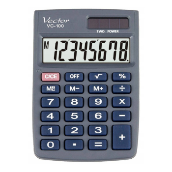 Vector Kalkulator biurowy KAV VC-100, 8-cyfrowy, 58x88,5mm, szary