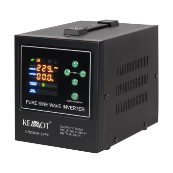 Zasilacz awaryjny KEMOT PROsinus-500-LFP4  przetwornica z czystym przebiegiem sinusoidalnym i funkcją ładowania  12V 230V 500VA/300W