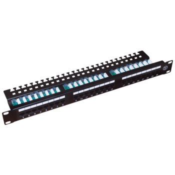 Patch panel A-LAN z półką, czarny PK013 (1U; 19"; kat. 5e; UTP; 24xRJ-45)