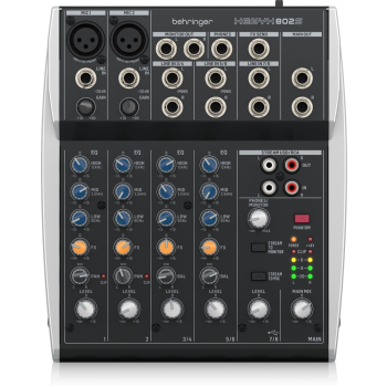 Behringer 802S - 8-kanałowy kompaktowy mikser analogowy z interfejsem USB zaprojektowany specjalnie do obsługi podcastów, streamowania oraz nagrywania