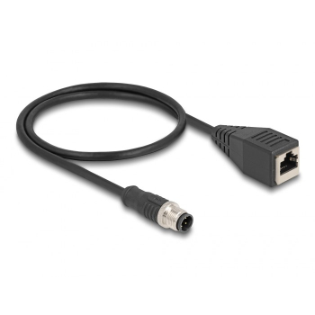 DELOCK M12 Adapterkabel D-kodiert 4 Pin ST zu RJ45,Bu 50 cm