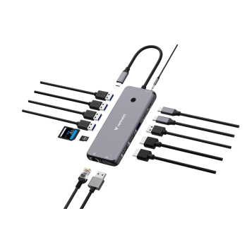Adapter Verbatim CMH-14 USB Type-C 5000 Mbit/s Srebrny