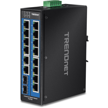 TRENDnet TI-G162 - Przełącznik - niezarządzalny - 14 x 10/100/1000 + 2 x Gigabit SFP - Możliwość montażu na szynie DIN, montaż na ścianie - DC