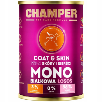 CHAMPER COAT&SKIN MONOBIAŁKOWA łosoś mokra karma dla psa 400g