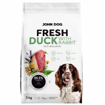 John Dog ADULT FRESH DUCK WITH RABBIT Karma sucha dla psa 3kg