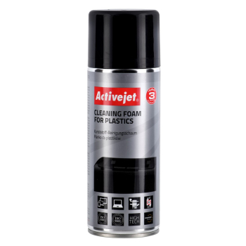 Activejet AOC-100 Pianka do plastiku, 400 ml. Pianka z aktywnymi cząsteczkami, usuwająca wszelkiego rodzaju zanieczyszczenia powierzchni wykonanych z
