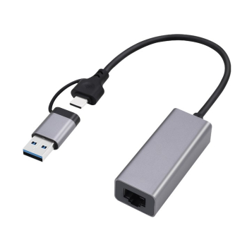 GEMBIRD KARTA SIECIOWA USB 3.1 + TYPE-C DO LAN 2.5GB/S SZARY