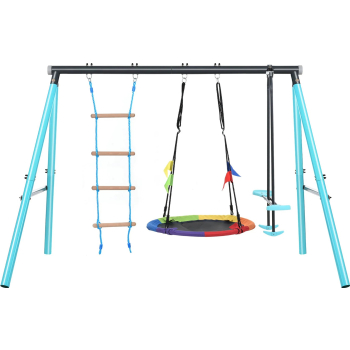 Huśtawka stelażowa bocianie gniazdo z drabinką 263x185x185cm