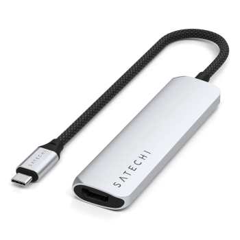 Satechi 4-w-1 USB-C Slim Multiport Adapter 4K - aluminiowy adapter do urządzeń mobilnych USB-C (USB-C, 4K HDMI, 2x USB-A) (silver)