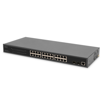 24 Port L2 Managed Gigabit Ethernet Switch with PoE Injector, 2 SFP Upload