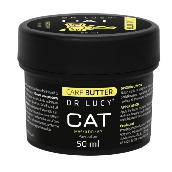 DR LUCY - CAT CARE BUTTER 50 ML ODŻYWCZY KREM NA BAZIE NATURALNYCH OLEJÓW, WSPIERA REGENERACJĘ OPUSZKÓW ŁAP I CODZIENNĄ AKTYWNOŚĆ KOTA