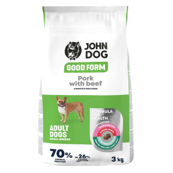 John Dog GOOD FORM MAŁE RASY wieprzowina z wołowiną Karma sucha dla psa 3kg