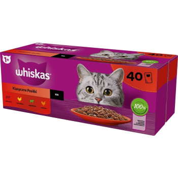 WHISKAS Saszetki drób,jagnię,woł dla kota 40x85g