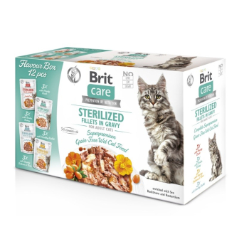 BRIT Care Cat Sterilized Flavour Box Pouch - mokra karma dla kota - 12x85 g