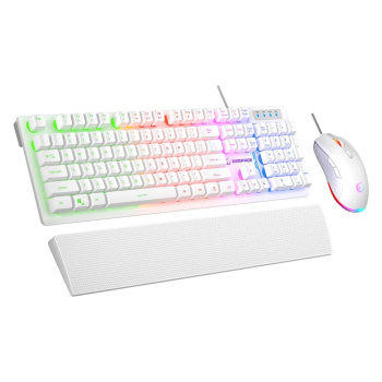 RAMPAGE FORTUNA ZESTAW GAMINGOWY KLAWIATURA Z PODKŁADKĄ I MYSZ 12800 DPI WHT