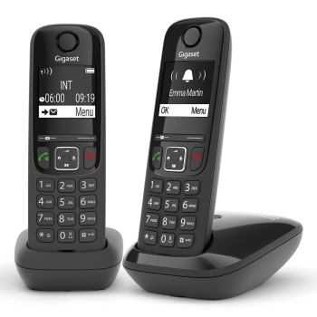 Gigaset AS690 Duo Telefon analogowy/DECT Nazwa i identyfikacja dzwoniącego Czarny
