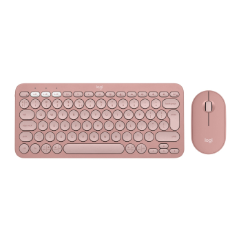 Logitech Pebble 2 Combo klawiatura Dołączona myszka Uniwersalne RF Wireless + Bluetooth QWERTY Amerykański międzynarodowy Różowy