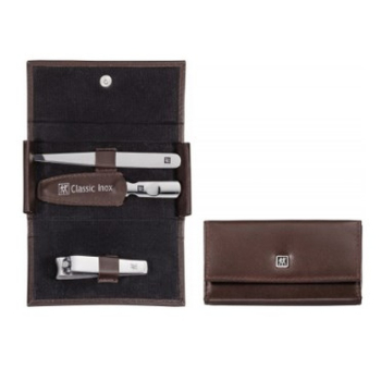 Zestaw podróżny do manicure ZWILLING 97435-006-0 Classic Inox – brązowe, skórzane etui 3 elementy
