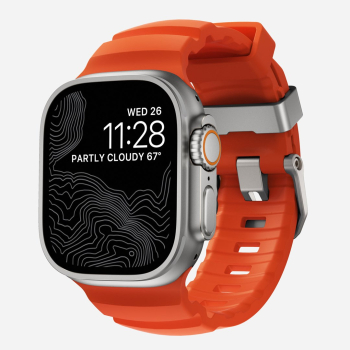 NOMAD Rocky Point Band - pasek do Apple Watch 46mm/49mm z FKM oraz tytanu (magma, natural hardware)