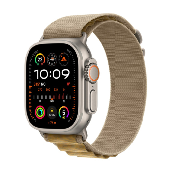 Apple Watch Ultra 2 GPS + Cellular 49 mm koperta z naturalnego tytanu z jasnobrązowym paskiem alpejskim - mały (MX4E3FD/A)