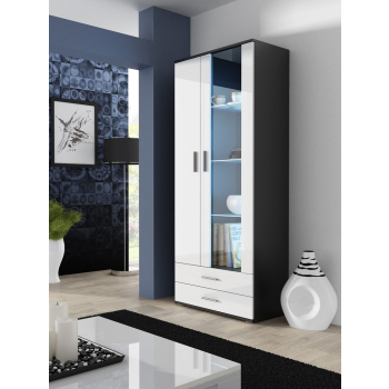 Witryna SOHO S6 2D2S czarny/ biały połysk