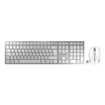 CHERRY DW 9100 SLIM klawiatura Dołączona myszka Uniwersalne RF Wireless + Bluetooth QWERTZ Niemiecki Srebrny