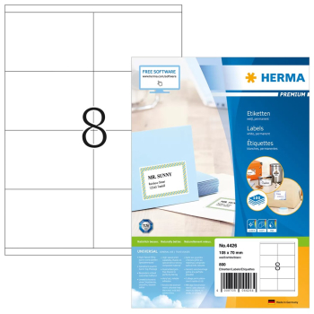 HERMA Etiketten Premium A4 weiĂź 105x70  mm Papier  800 St.