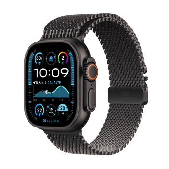 Apple Watch Ultra 2 GPS + Cellular 49mm tytanowa koperta z czarnym tytanowym paskiem Milanese - M (MX5U3FD/A)