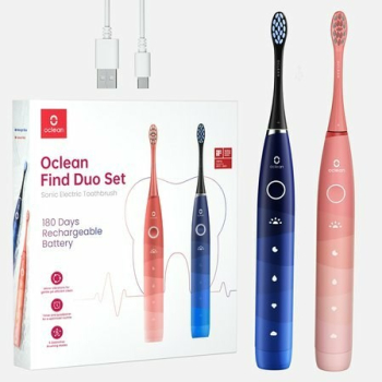 Zestaw szczoteczek sonicznych Oclean Find Duo Set (czerwony/niebieski)