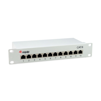Equip 10" Patchpanel 12xRJ45 Cat6  FTP 1U     250MHz RAL7035