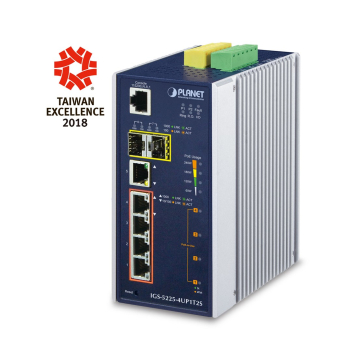 PLANET IGS-5225-4UP1T2S łącza sieciowe Zarządzany L2+ Gigabit Ethernet (10/100/1000) Obsługa PoE Niebieski, Srebrny