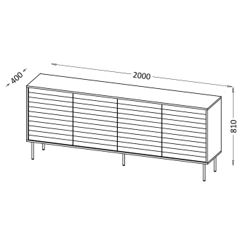 Komoda 4D CORTINA 200x40x81 czarny/orzech