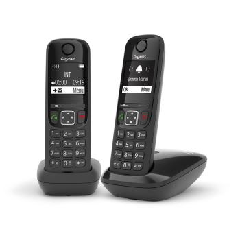 Gigaset AS690 Duo Telefon analogowy/DECT Nazwa i identyfikacja dzwoniącego Czarny