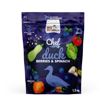 SYTA MICHA Karma sucha kaczka, jagody i szpinak  1,5kg pies (OUTLET)