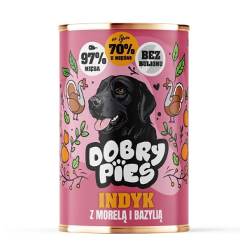 DOBRY PIES Indyk z morelą i bazylią mokra karma dla psa 400g