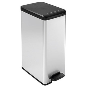 Curver Slim Bin 40L Kwadrat Plastik Czarny, Srebrny