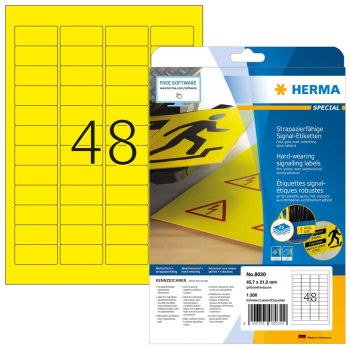 HERMA Signal-Etiketten A4 45,7x21,2 mm gelb Folie 1200 St.
