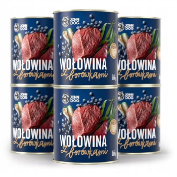 JOHN DOG Berry Adult Wołowina z borówkami - mokra karma dla psa - 6 x 800 g