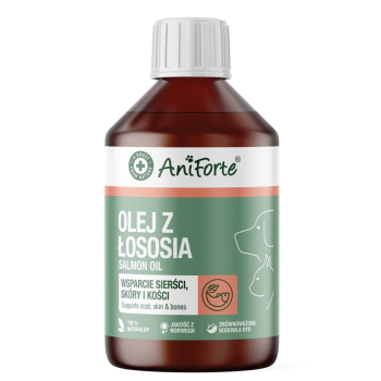 AniForte Olej z łososia – wsparcie sierści, skóry i kości dla psa i kota 250ml
