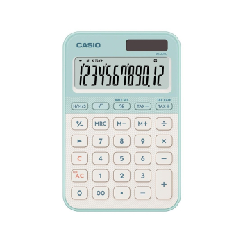 CASIO Kalkulator MS-20YC-LG Zasilanie bateryjno-słoneczne, Kolor Biało-zielony.