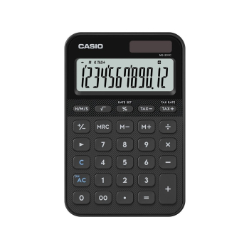 CASIO Kalkulator MS-20YC-BK Zasilanie bateryjno-słoneczne, Kolor Czarny.