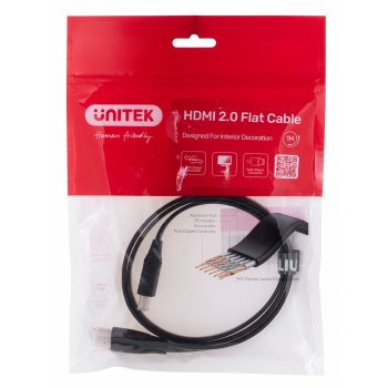 UNITEK KABEL HDMI 2.0 4K60HZ, PŁASKI, 1M, C11063BK
