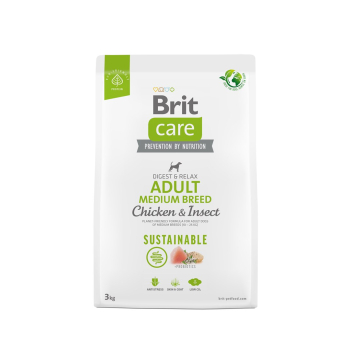 BRIT Care Sustainable Adult Medium Breed Chicken & Insect - sucha karma dla psa - 3 kg
