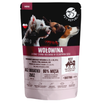PET REPUBLIC Mini Drobno siekana wołowina - mokra karma dla psa - 100 g